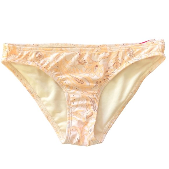 Xhilaration Juniors Cheeky Bottom Cream Yellow Paisley Print Bikini Swim Size S - Picture 2 of 10